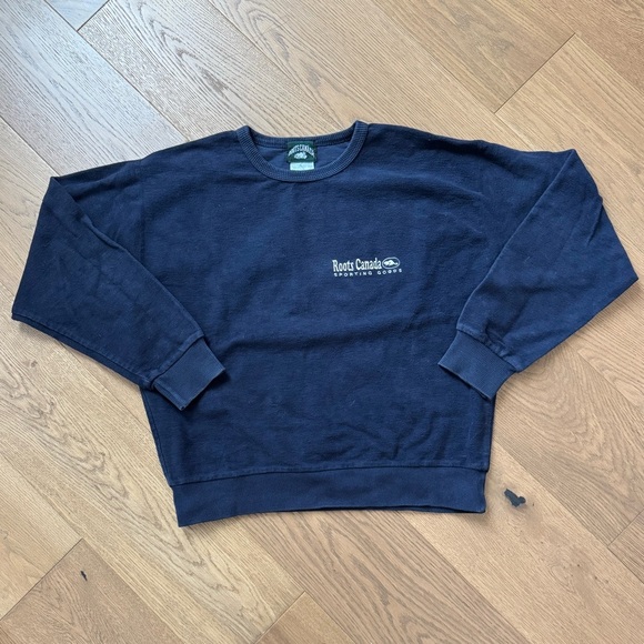 Roots Tops - Roots Canada Vintage 80s Crewneck - Unisex M - Navy Blue